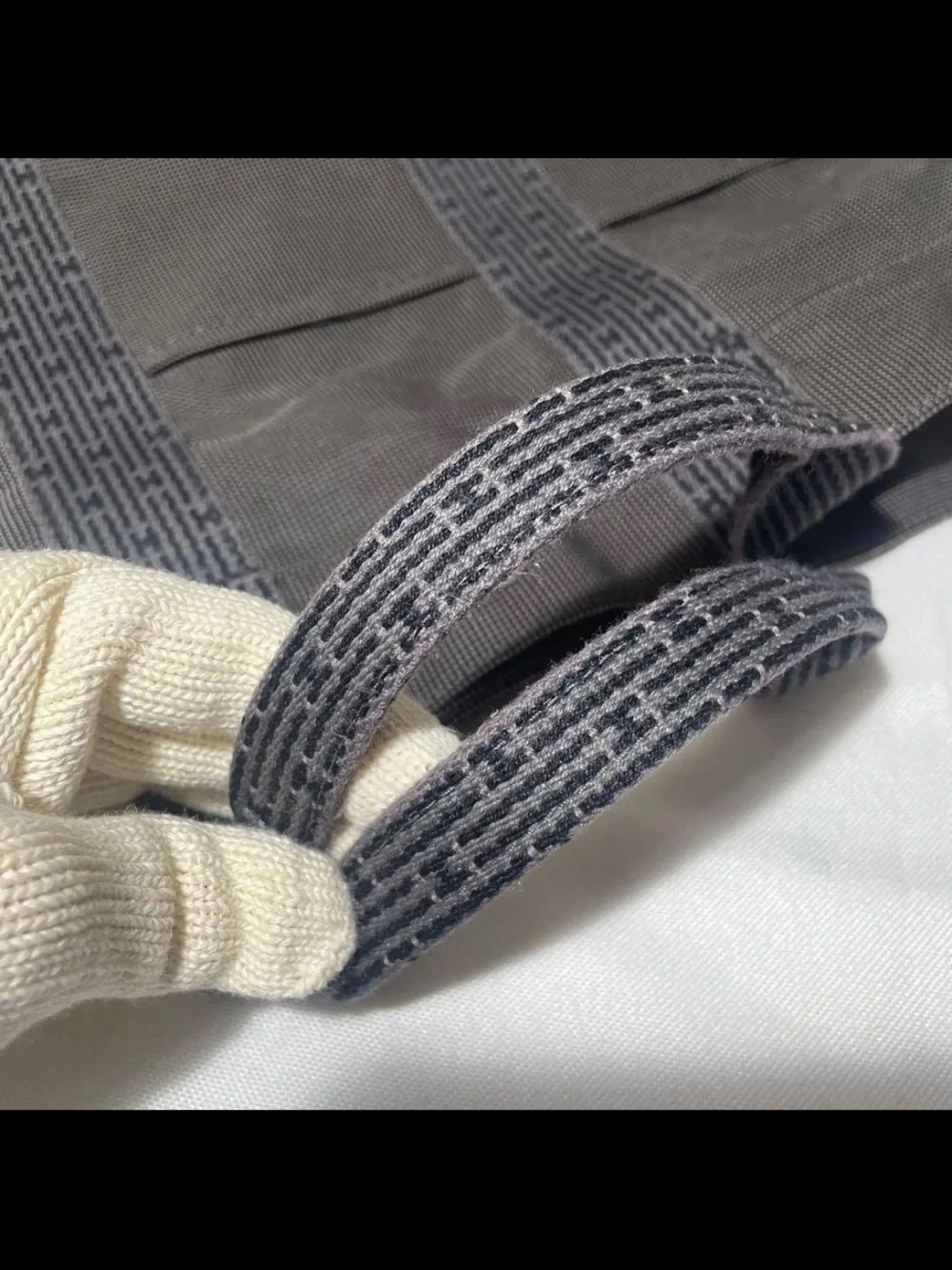 Hermes Black Canvas Carryall Tote with Signature Webbed Straps
